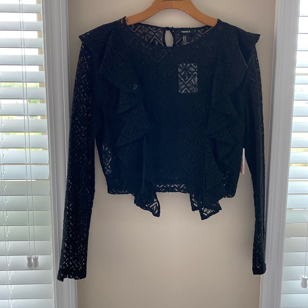 Black See Thru Embroiled Top